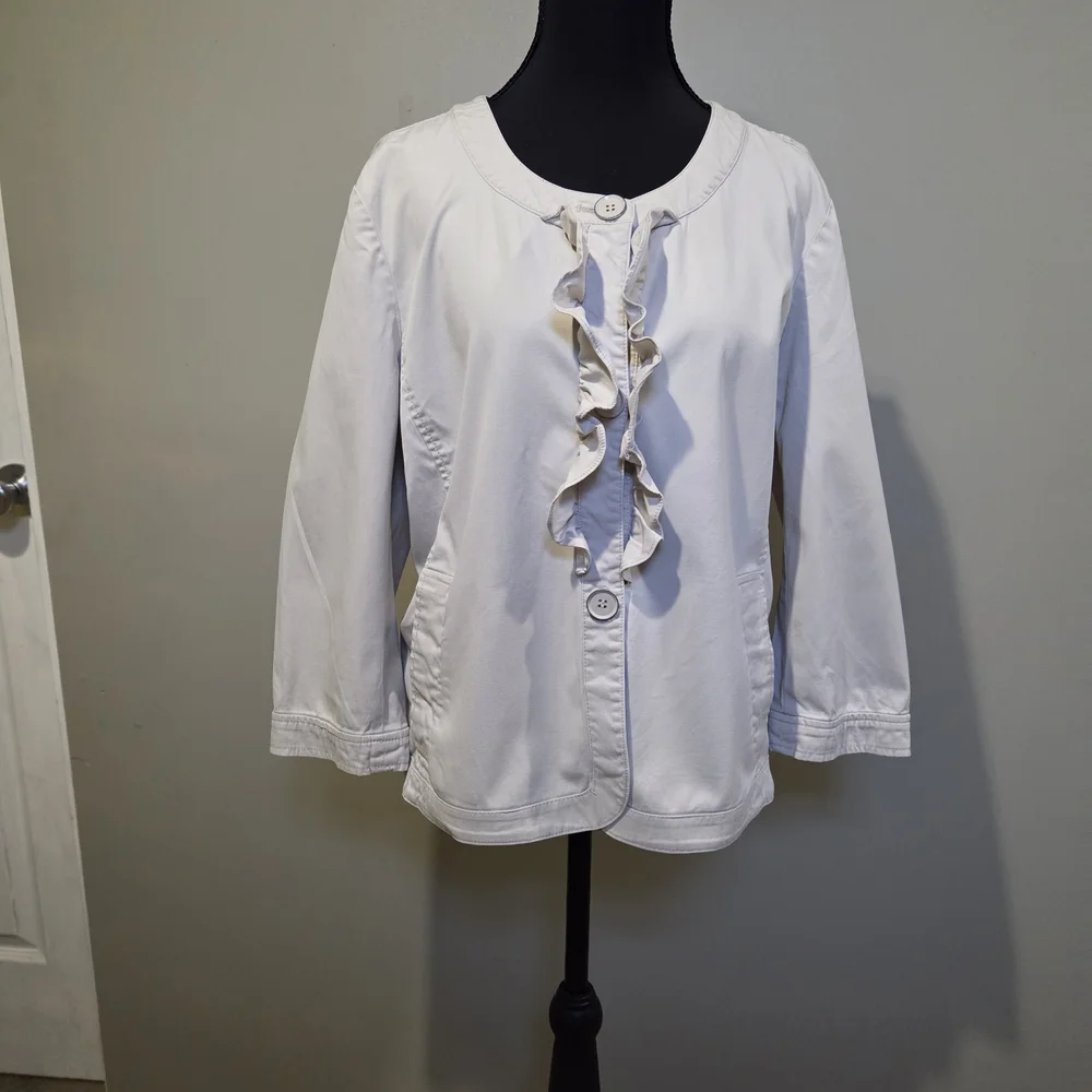 Talbots Cream Ruffle Jacket - Picture 1 of 5